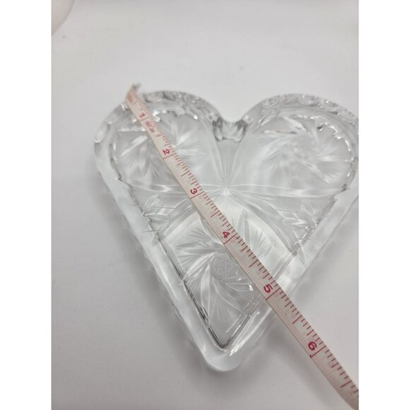 Vintage Decorative Crystal HEART SHAPED Candy Dish Decor 5" - Picture 4 of 7